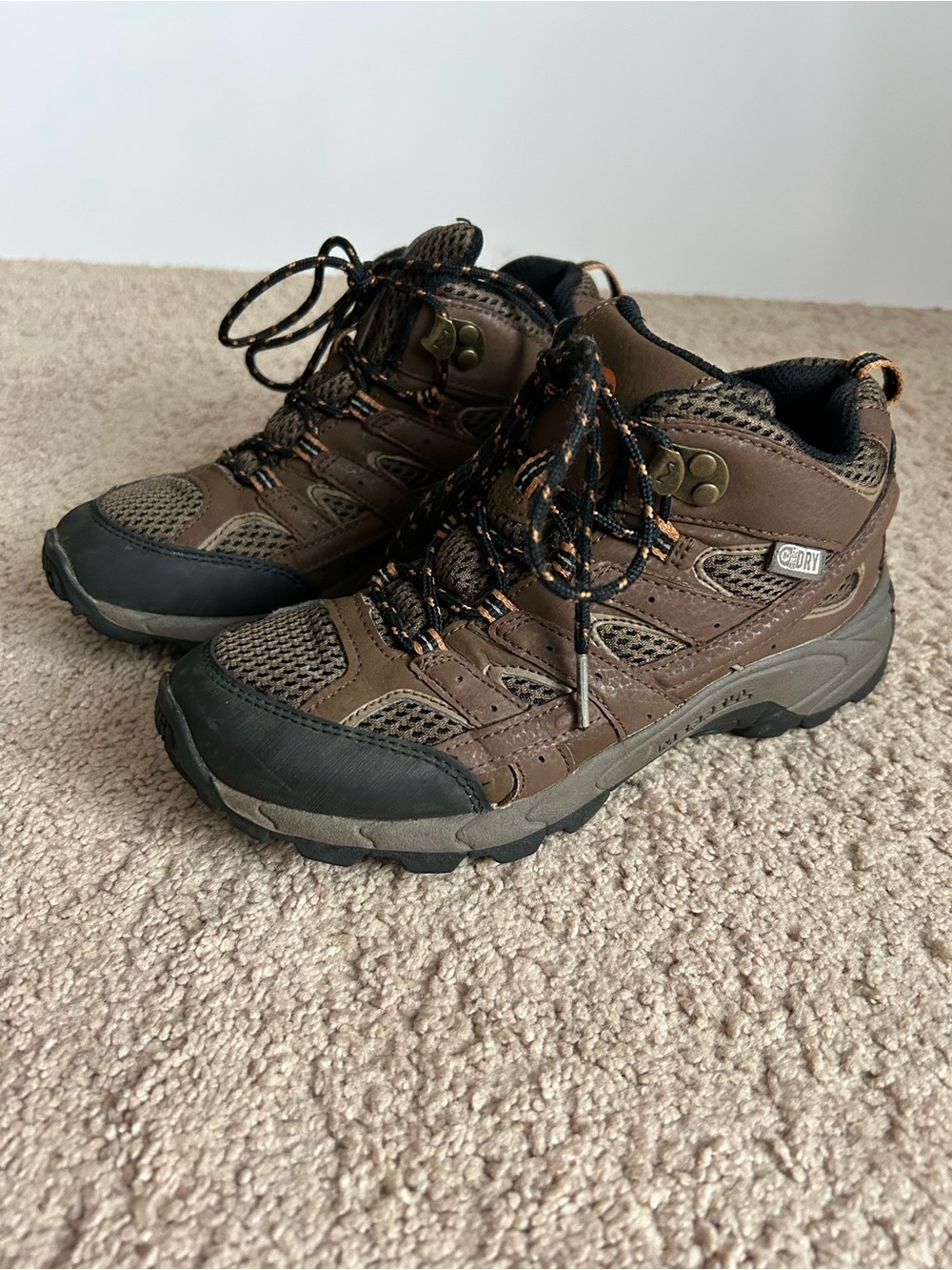 Merrell Kids Brown and Black Hiking Boots Moab 2 Mid Waterproof